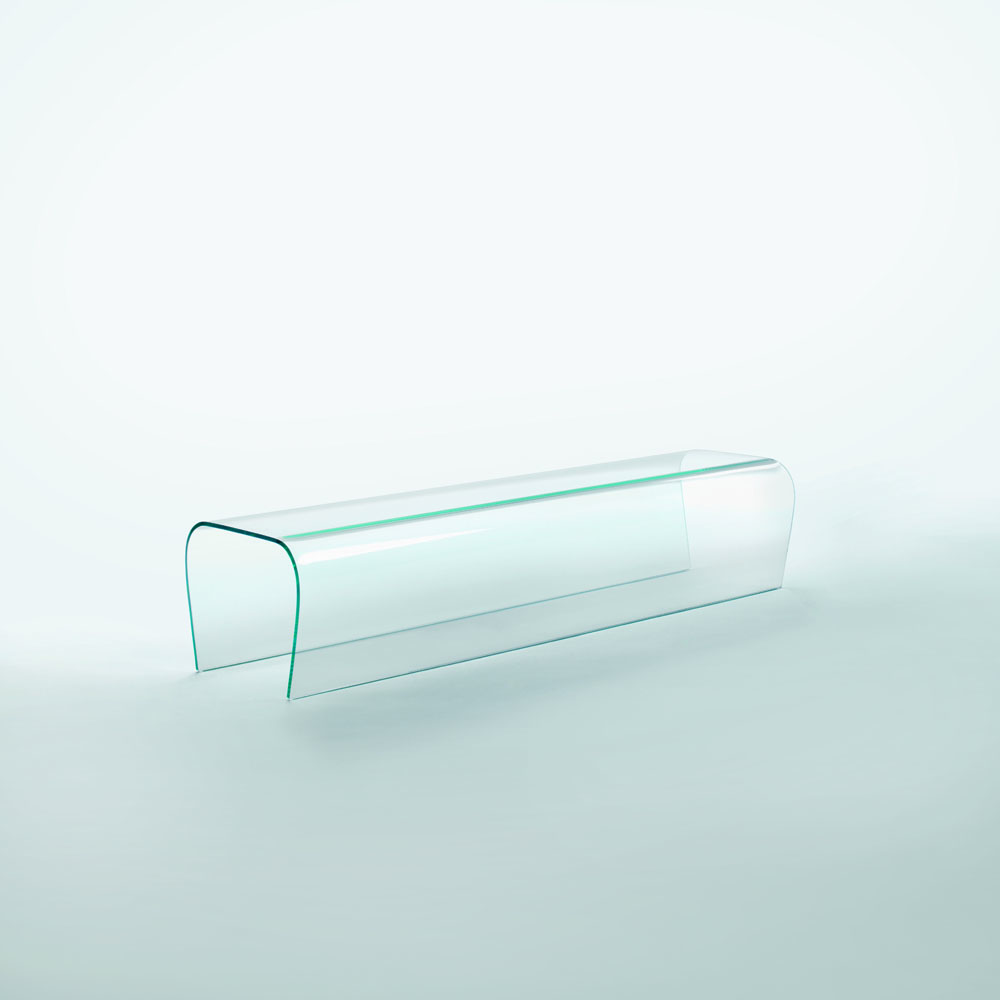 Bent Glass Bench designed by Naoto Fukasawa for Glas Italia