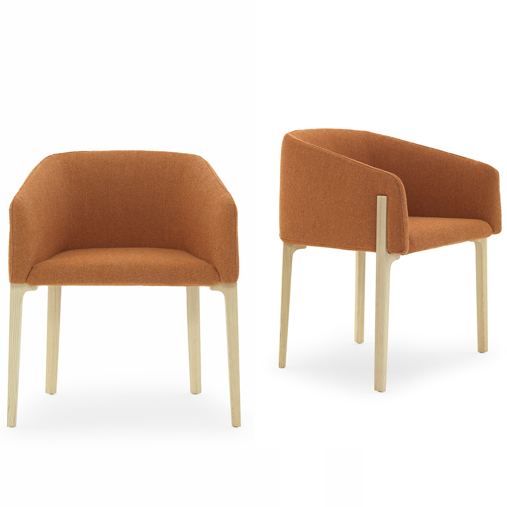 Chesto chair Patrick Norguet DePadova upholstered modern armchair orange