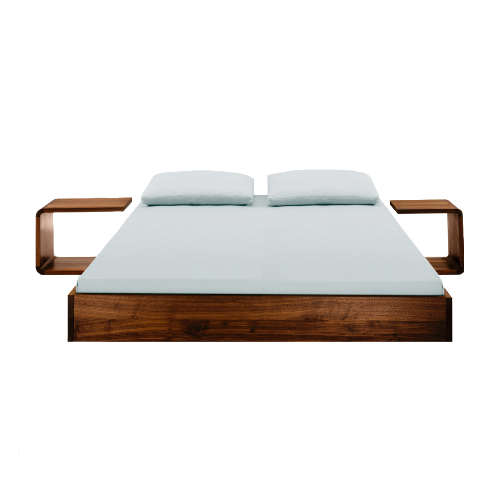 Simple floating platform bed designed by Formstelle for Zeitraum