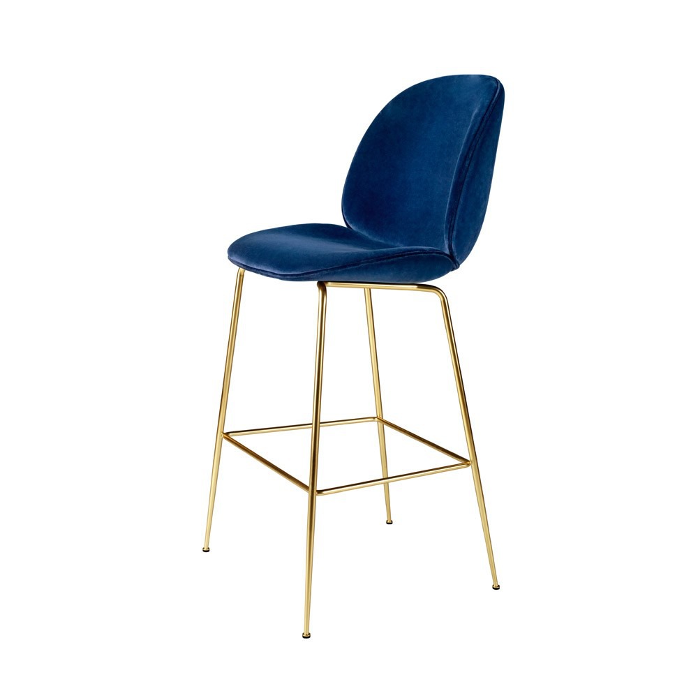 Beetle stool Gamfratesi gubi modern barstool dining blue velvet brass