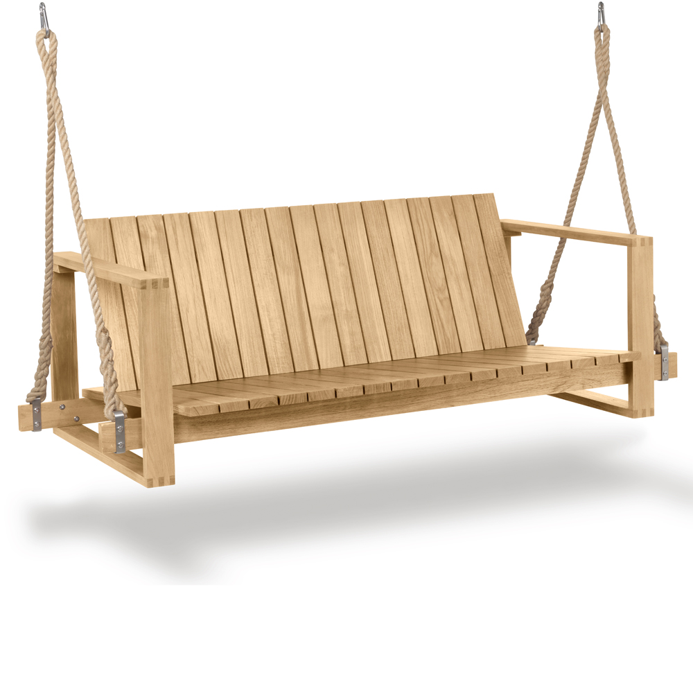bk13 bodil kjaer carl hansen indoor outdoor midcentury modern danish designer wooden wood swinging hanging teak bench 