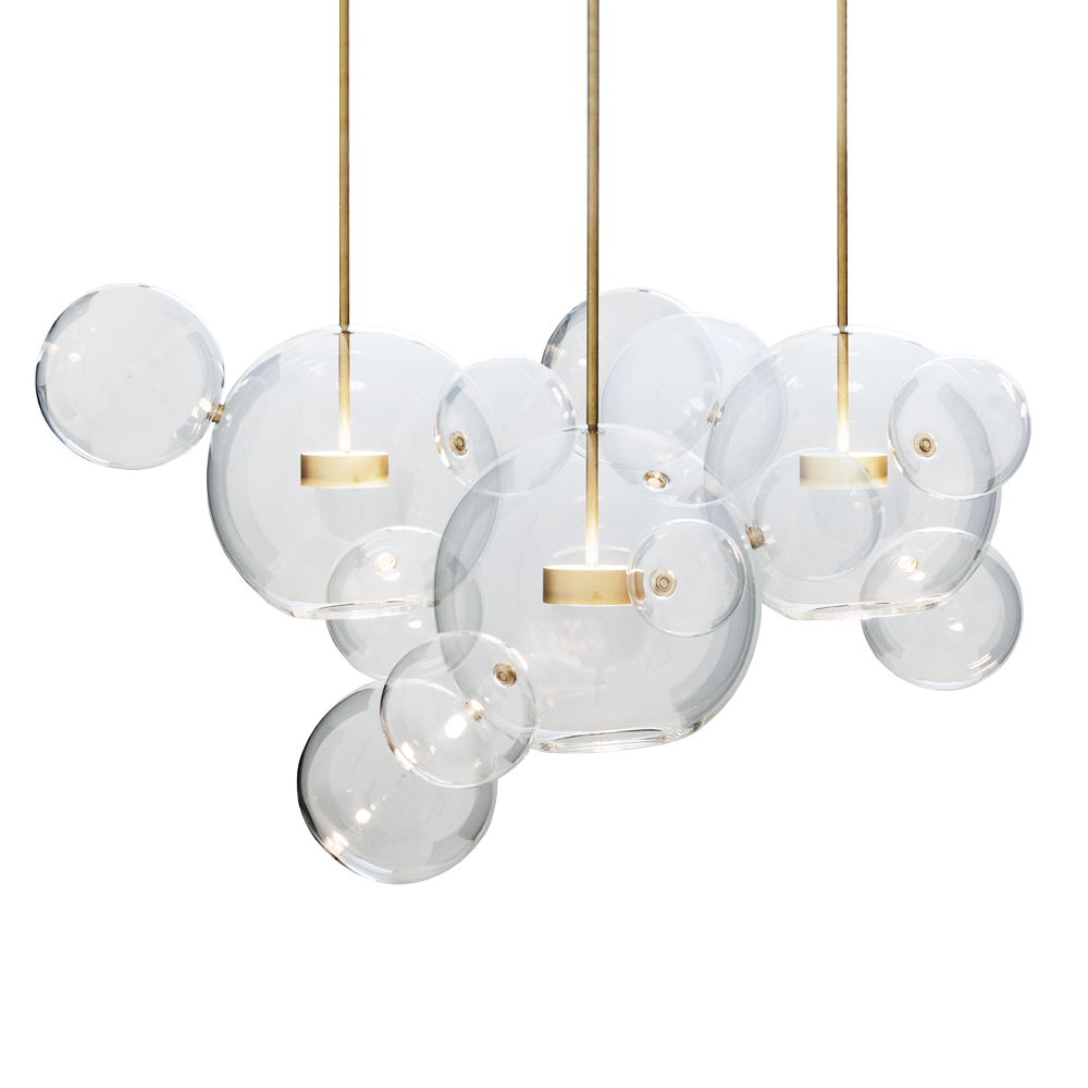 giopato and coombes bolle lighting chandelier suspension lamp italian design borosilicate glass brass bubbles italy shop suite ny