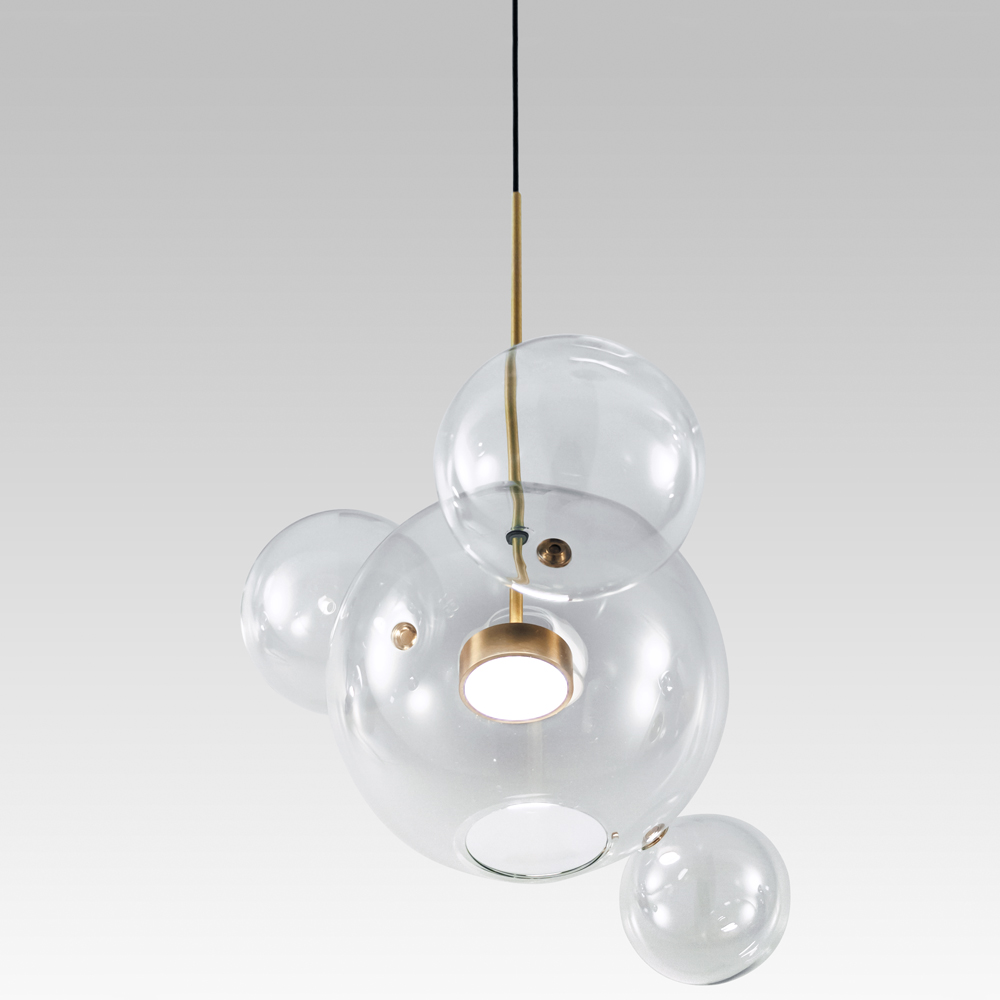 giopato and coombes bolle lighting chandelier suspension lamp italian design borosilicate glass brass bubbles italy shop suite ny