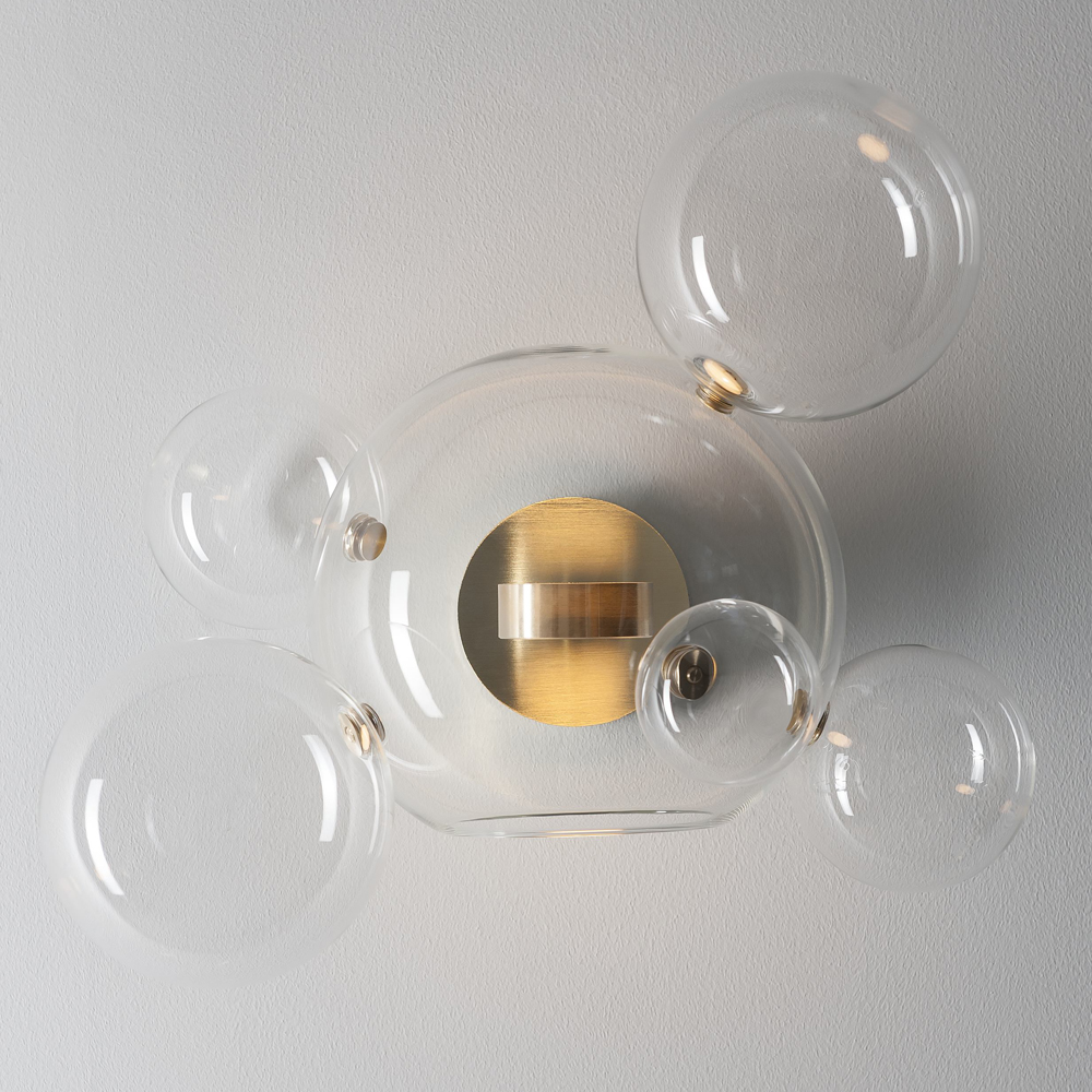 Bolle wall sconce Giopato Coombes brass clear glass ball wall light