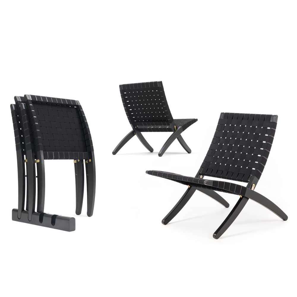 MG501 Cuba Chair Carl Hansen and Son solid oak black cotton weave webbing folded stacked 