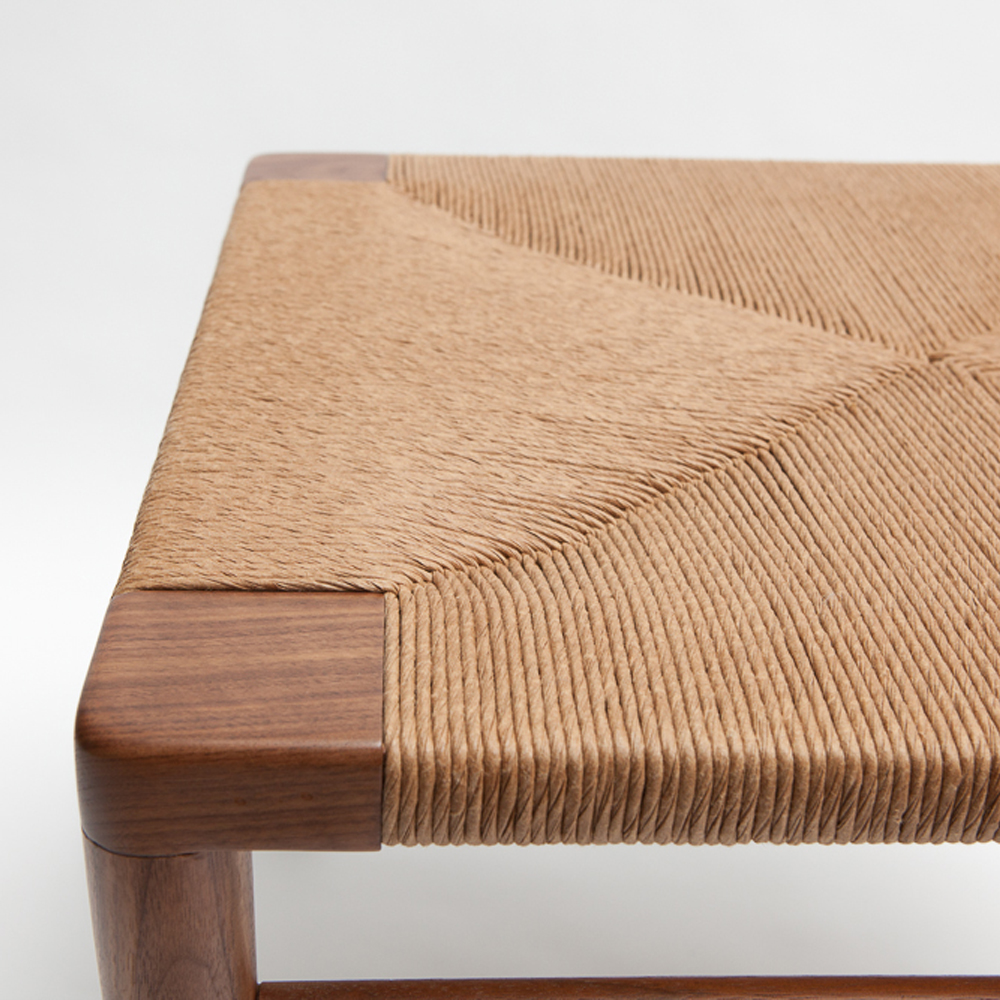 Rush Ottoman Mel Smilow Furniture midcentury modern woven wood stool