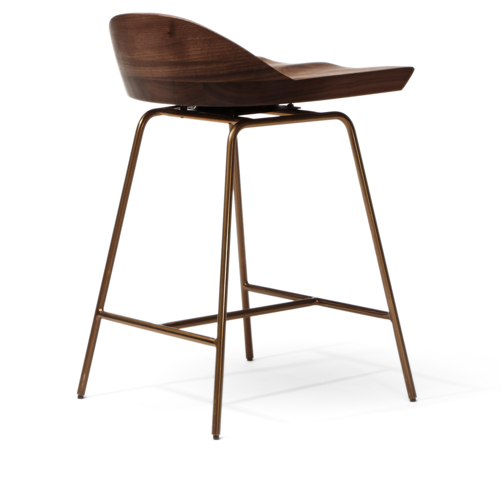 spindle chair stool bassamfellows bar counter walnut american made handcrafted brass spokes designer furniture dining seats interior design solid wood cb285 low back matteo menial shop suite ny