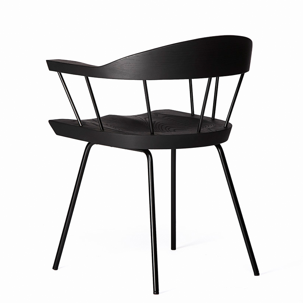 Spindle chair BassamFellows black modern craftsman dining seat