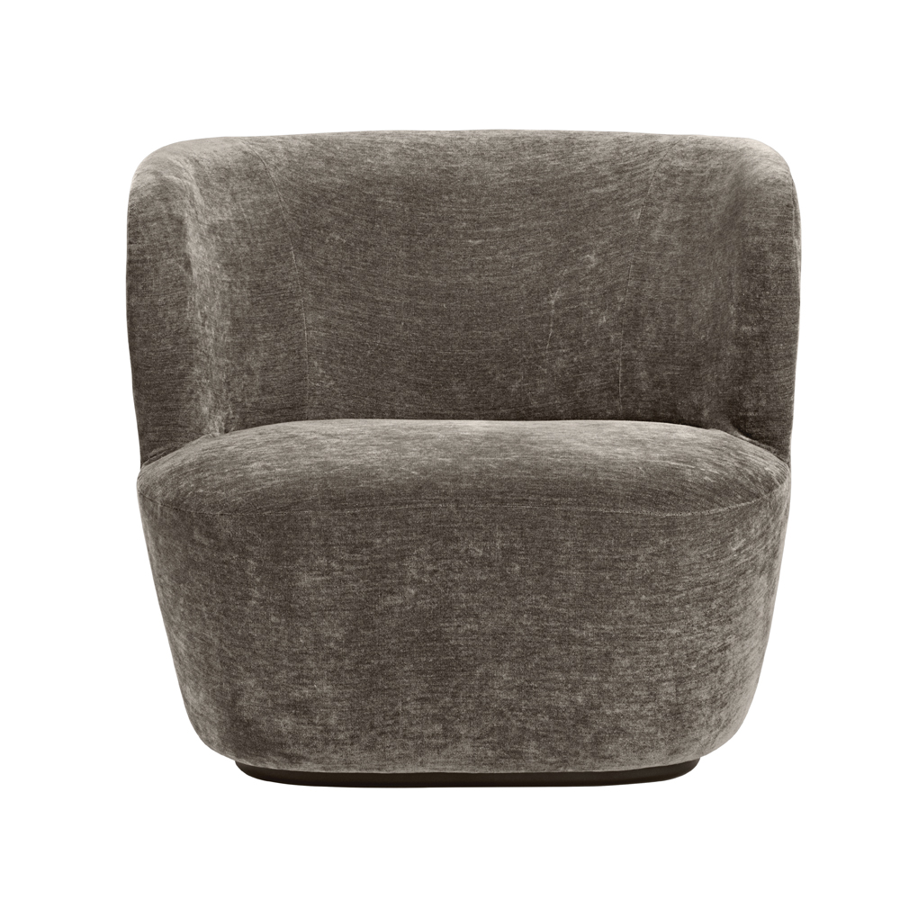 Stay lounge chair small suite ny space copenhagen gubi upholstered gray grey fabric