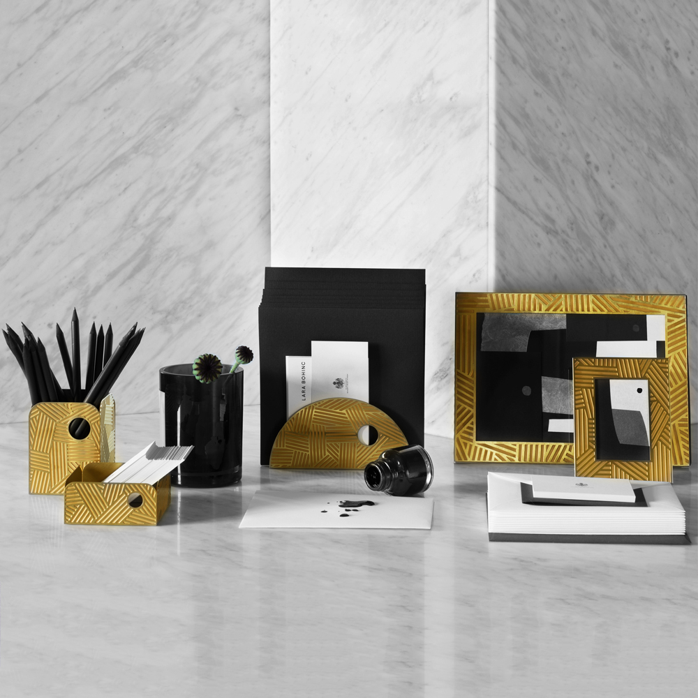 skultuna wilkinson desktop series lara bohinc semi etched brass home accessories picture frame small container pen holder letter rack swedish design 