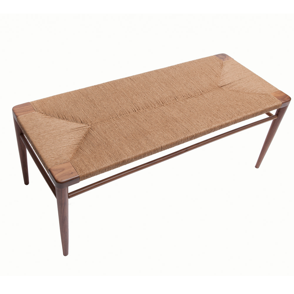 Rush Bench Mel Smilow furniture midcentury modern wood seating