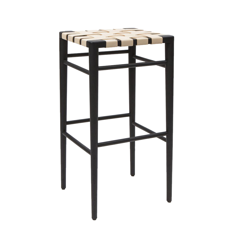 Backless Woven Leather Stool