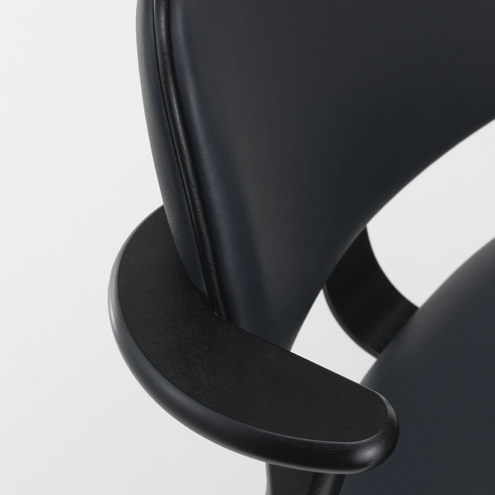 Black Stained Birch, Marine Leather, Black Piping